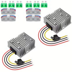 2-Pack 12V 20A DC Voltage Converter with Fuse and Wire Terminals
